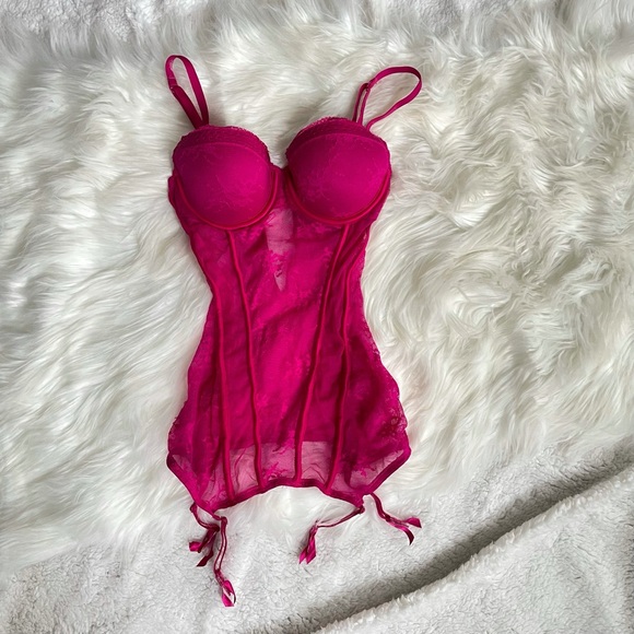 Cranberry Pink Sheer babydoll - Picture 1 of 5